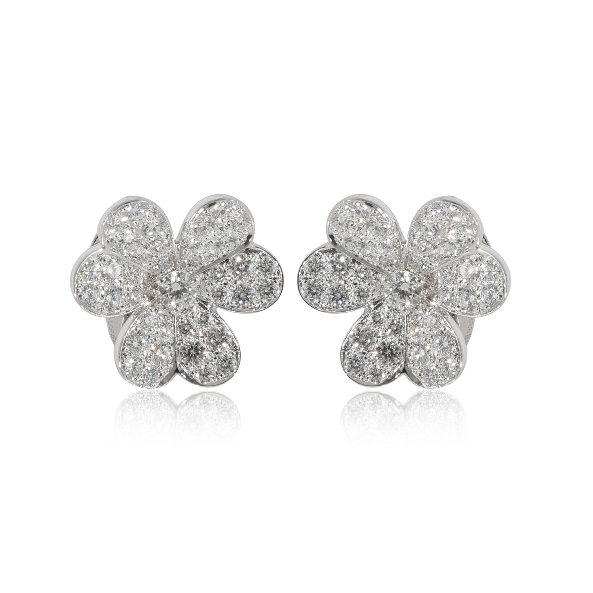 Van Cleef & Arpels Frivole Earrings in 18K White Gold Small Model, 1.61 CTW