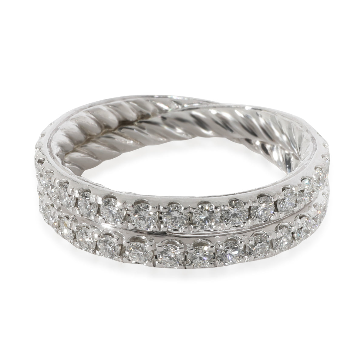 David Yurman Crossover Diamond Band in Platinum 1.03 CTW