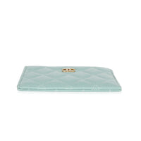 Chanel CC Green Glitter Caviar Zip Card Holder