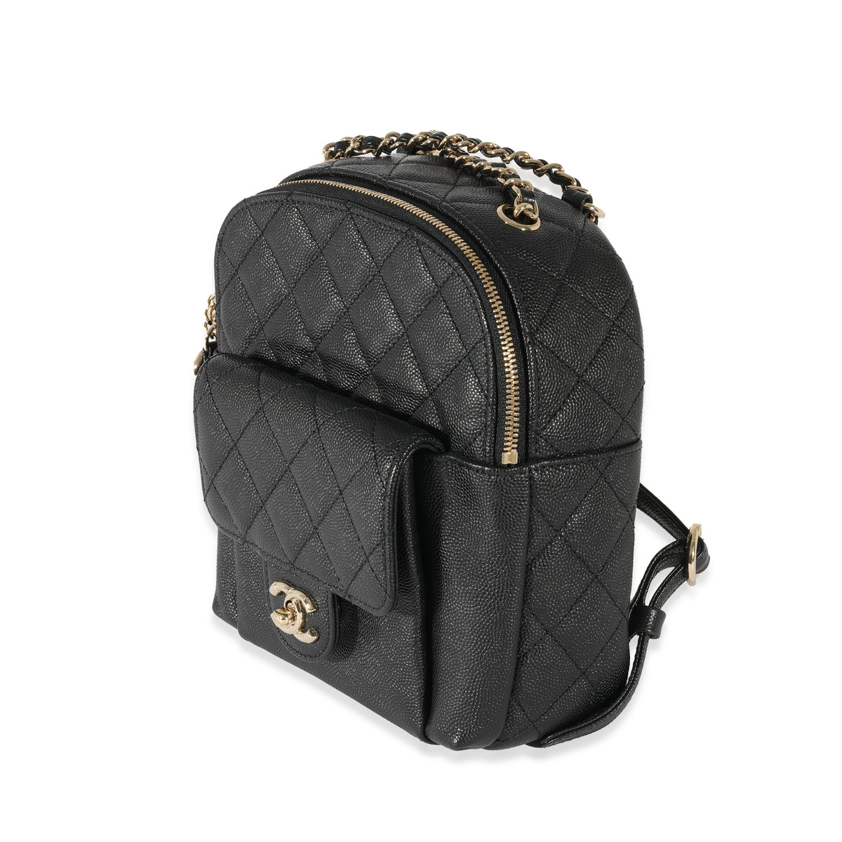 Chanel Quilted Medium CC Day Backpack Black Caviar Light Gold Hardware –  Coco Approved Studio