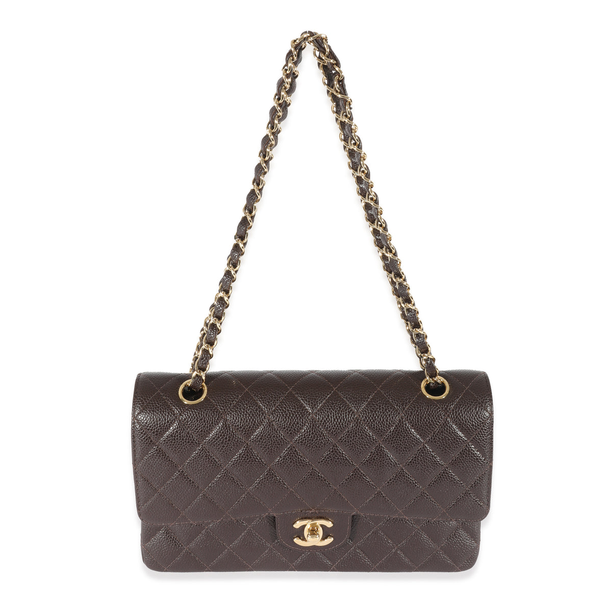 Chanel Vintage Brown Caviar Medium Classic Flap