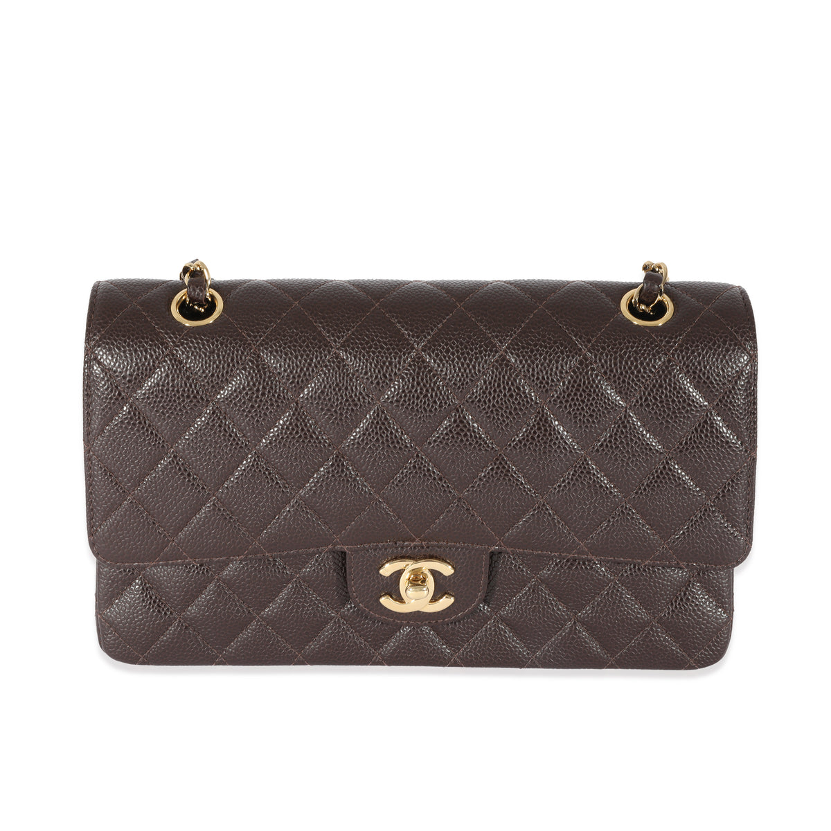 Chanel Vintage Brown Caviar Medium Classic Flap