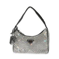 Prada Black Satin Crystal Re-Edition 2000 Mini Bag