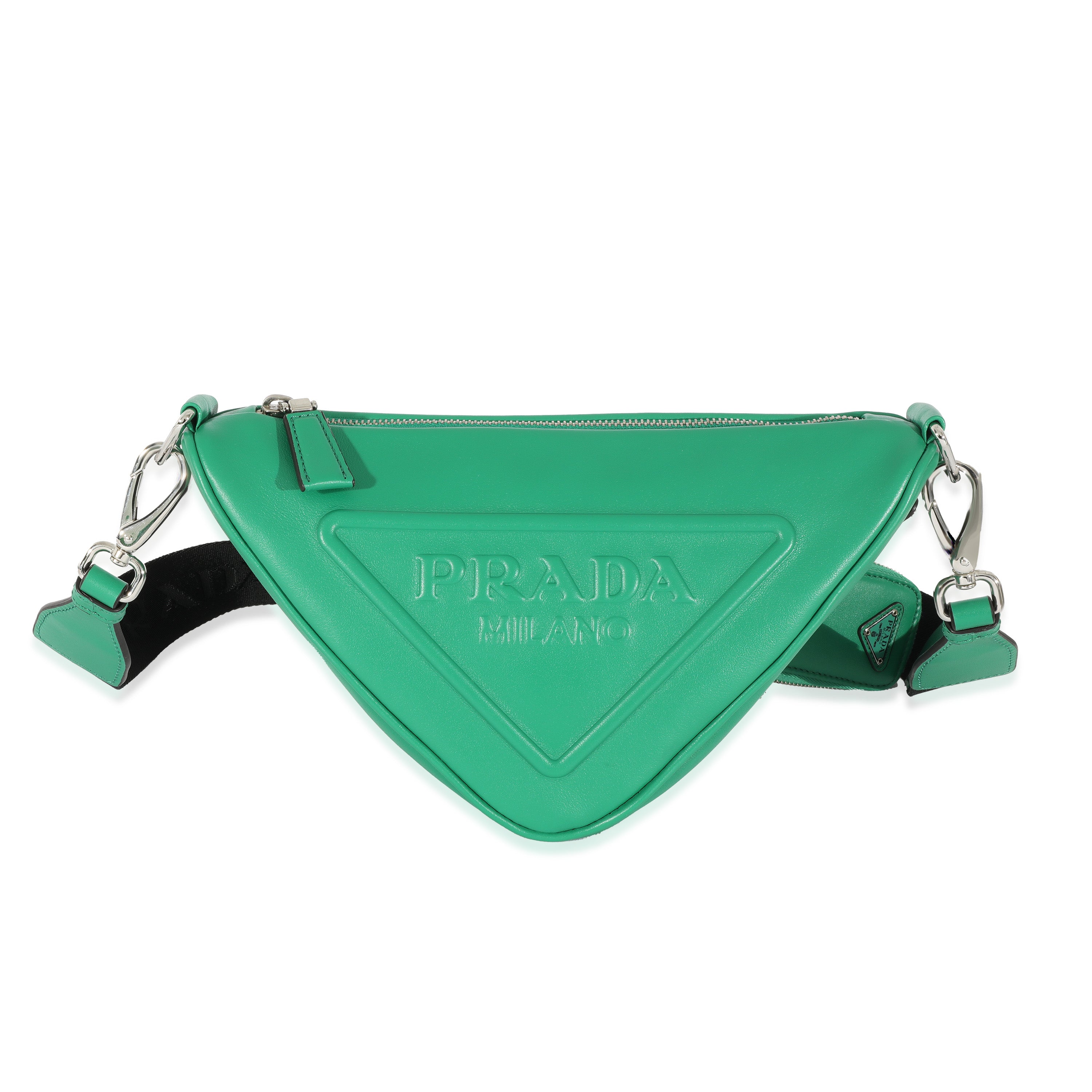 Prada Green Leather Triangle Crossbody Bag | myGemma | Item #129512