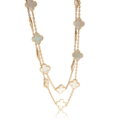 Van Cleef & Arpels Alhambra Mother Of Pearl Necklace in 18k Yellow Gold