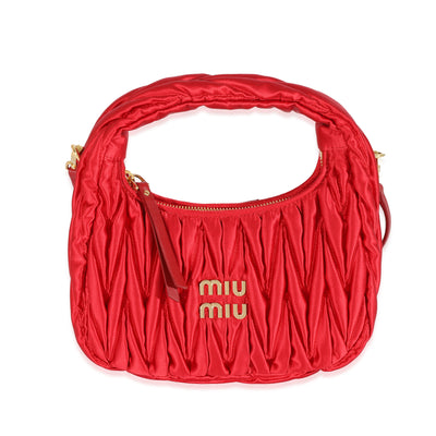 Miu Miu Red Matelasse Satin Mini Wander Hobo