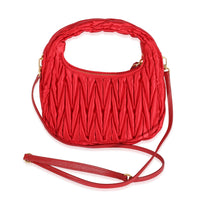 Miu Miu Red Matelasse Satin Mini Wander Hobo