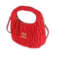 Miu Miu Red Matelasse Satin Mini Wander Hobo