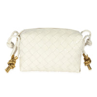 Bottega Veneta Calfskin White Intrecciato Mini Loop Bag