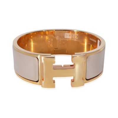 Hermès Clic Clac Clic Clac Marrron Glace Gold Plated Bracelet