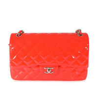 Chanel Orange Patent Jumbo Classic Flap