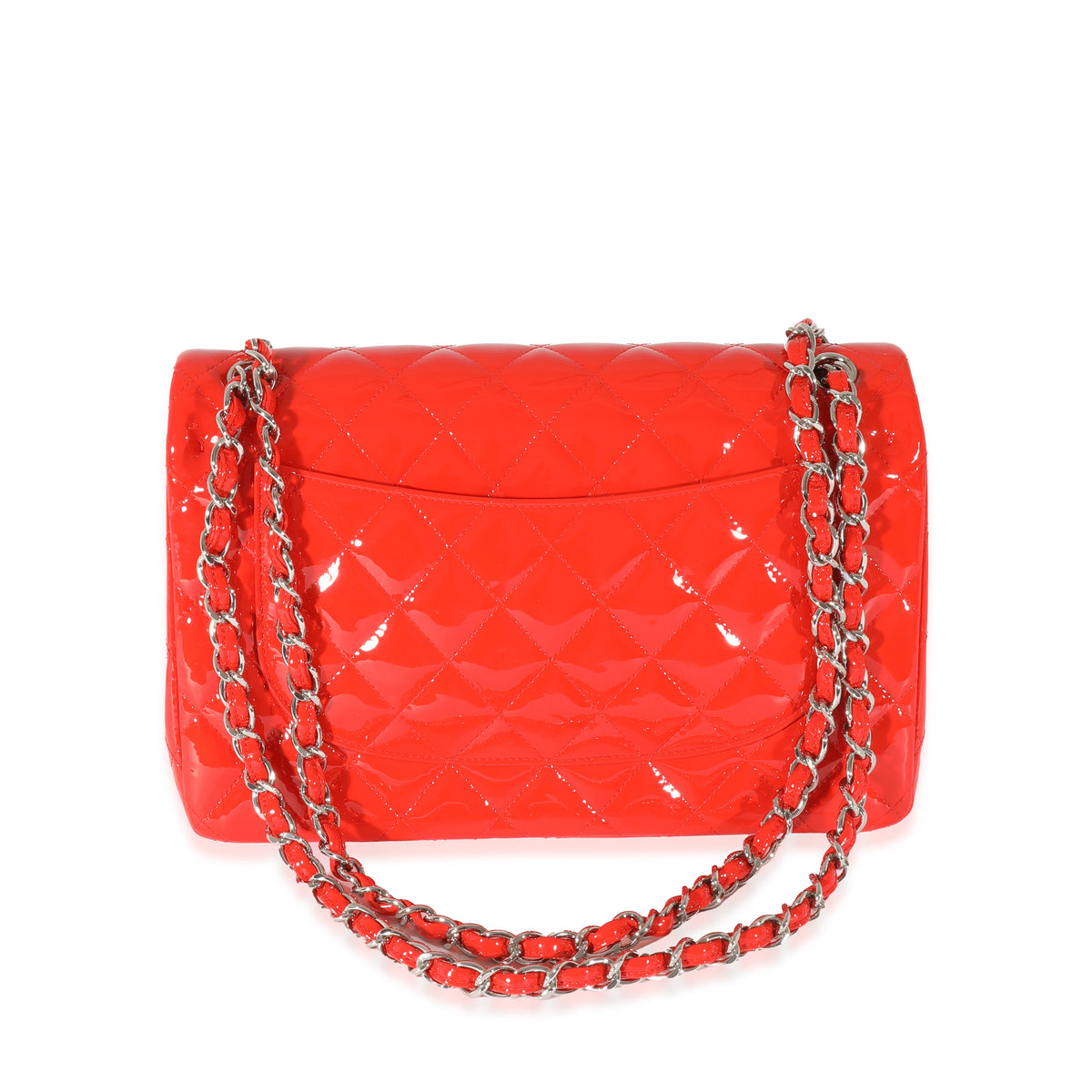 Chanel Orange Patent Jumbo Classic Flap