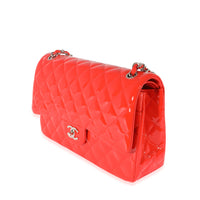 Chanel Orange Patent Jumbo Classic Flap