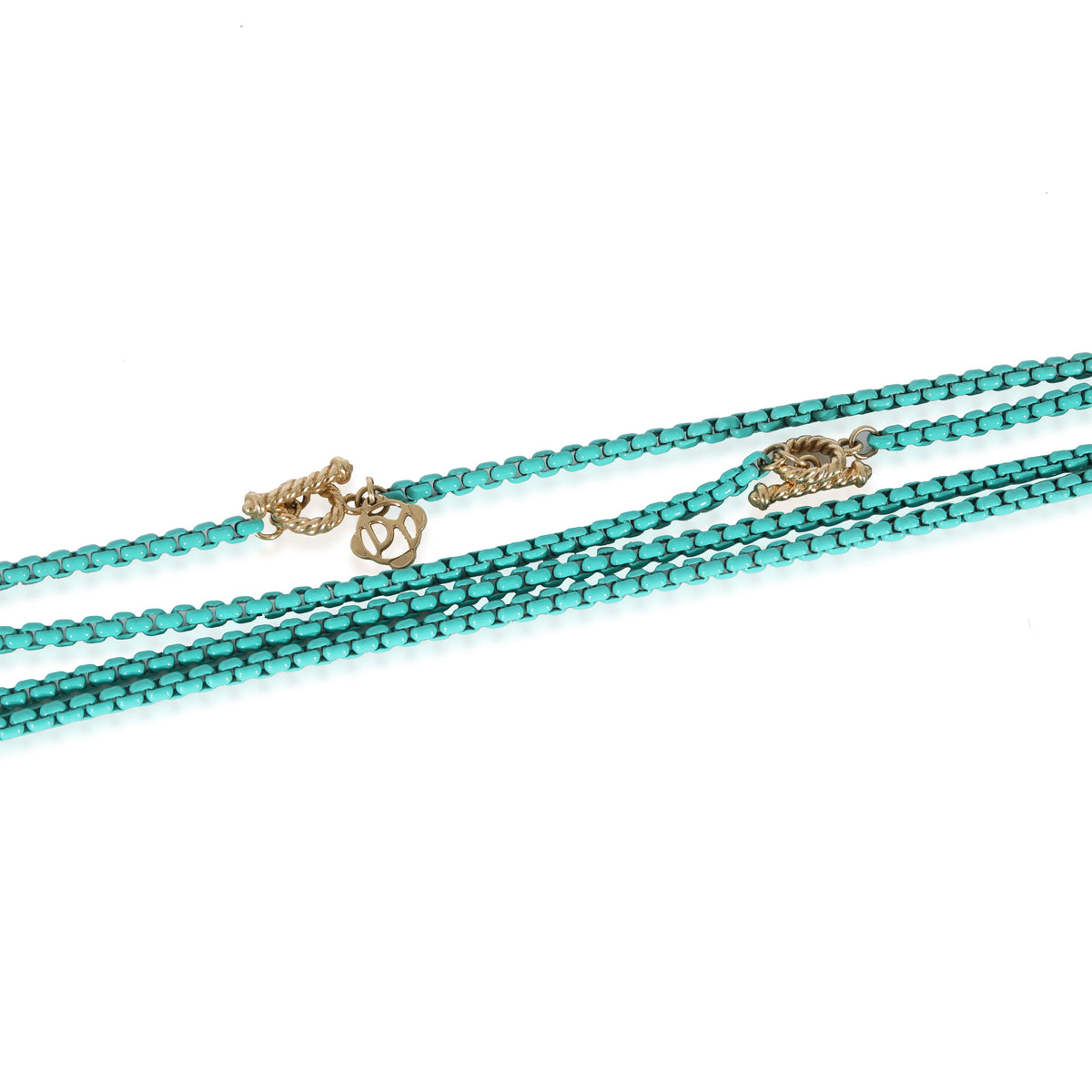 David Yurman Bel Aire Chain Necklace in Turquoise in 14KT Yellow Gold/Steel