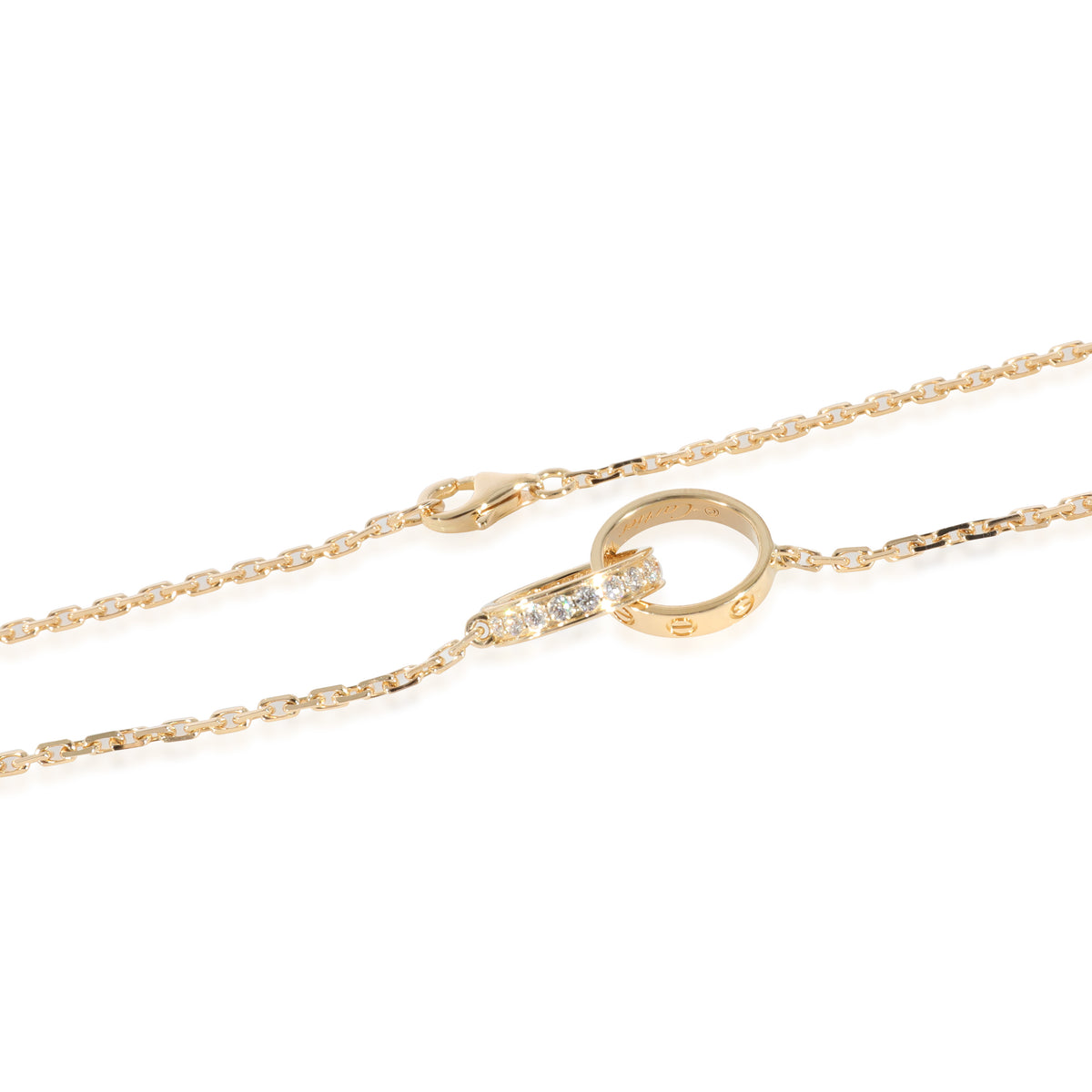 Cartier Interlocking Circle Love Necklace With Diamonds 0.22 CTW