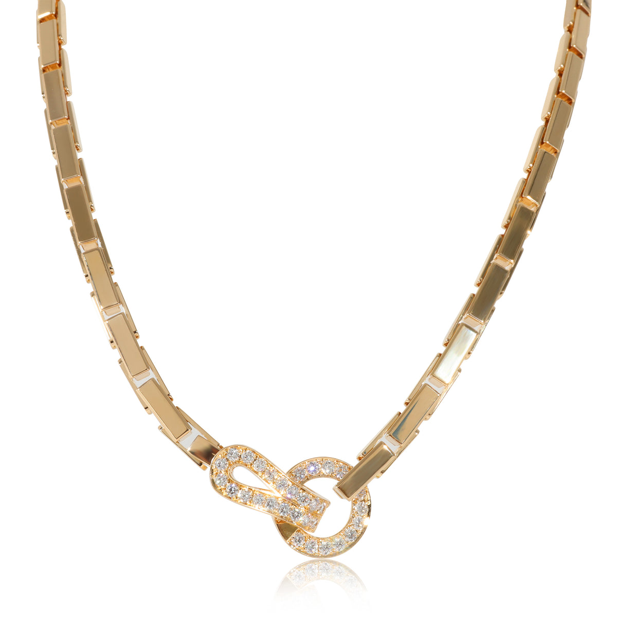 Cartier Agrafe Diamond Box Link Chain Necklace in 18k Yellow Gold 1.1 Ctw