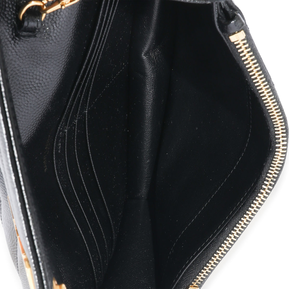 Saint Laurent Black Matelassé Grain De Poudre Cassandre Envelope Chain  Wallet, myGemma