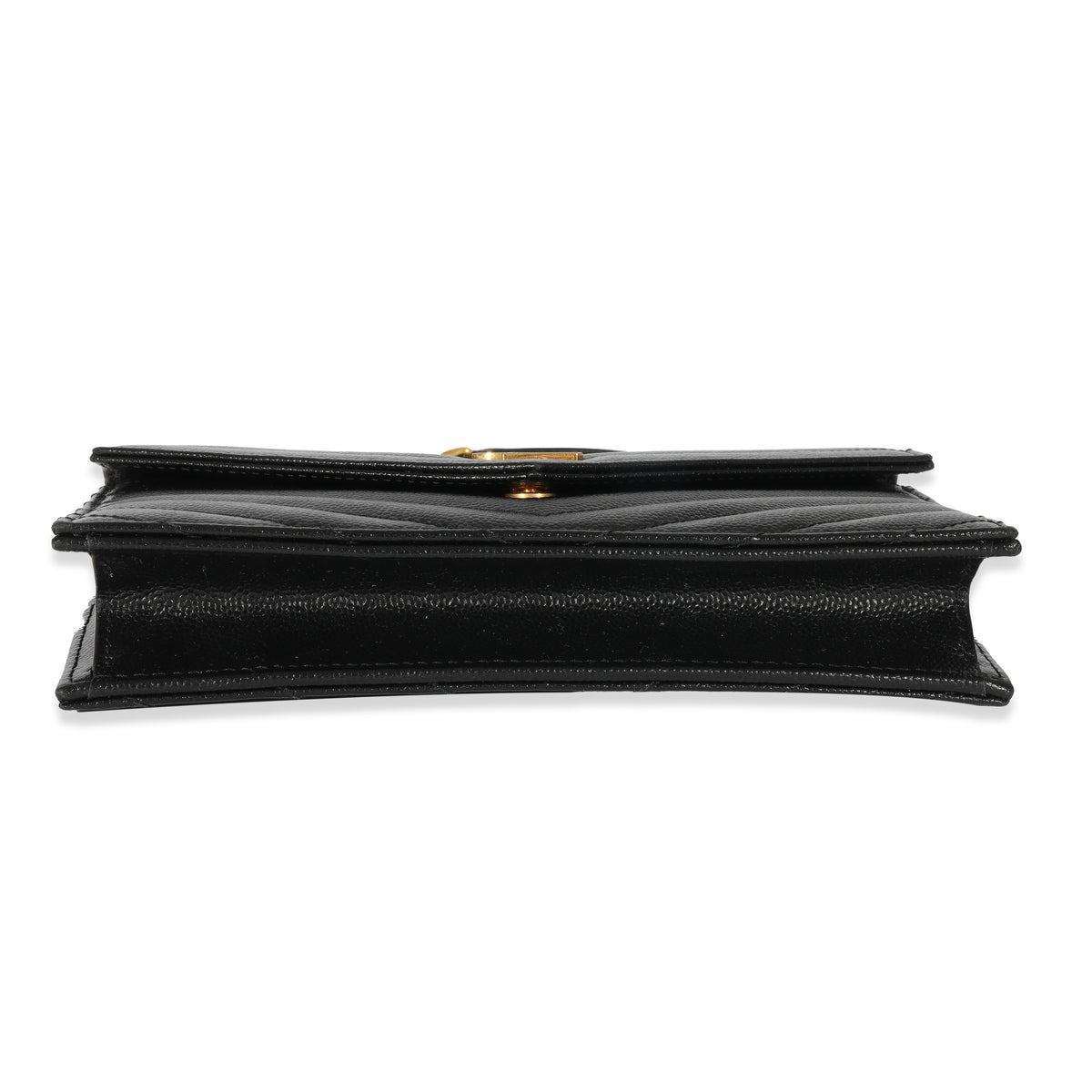 Saint Laurent Black Matelasse Cassandre Envelope Chain Wallet