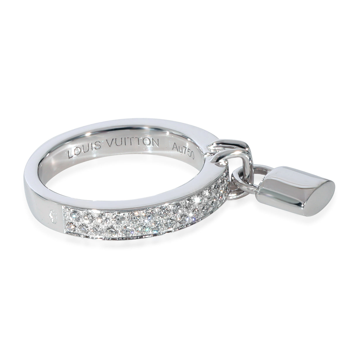 Louis Vuitton 18K Diamond Lockit Ring - 18K White Gold Band, Rings