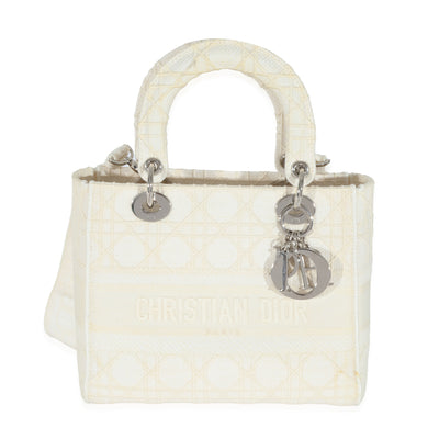 Christian Dior Cannage White Canvas D-Lite Lady Dior