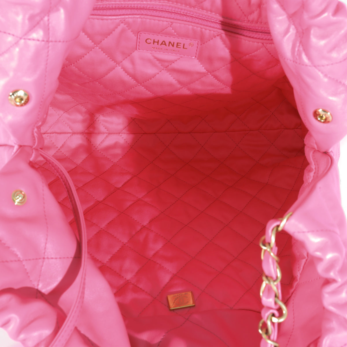Chanel Shiny Calfskin Quilted Small Chanel 22 Pink