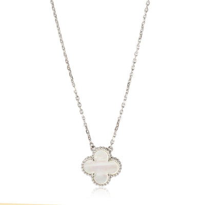 Van Cleef & Arpels Vintage Alhambra Mother of Pearl Pendant in 18K White Gold