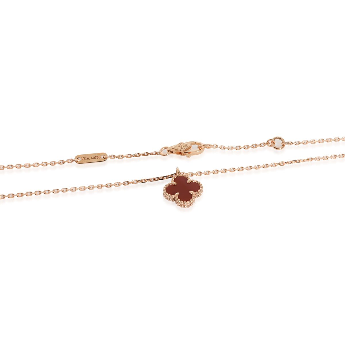 Van Cleef & Arpels Sweet Alhambra Carnelian Pendant in 18k Rose Gold