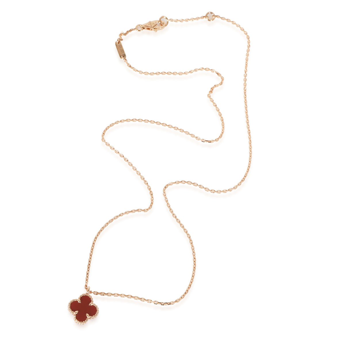 Van Cleef & Arpels Sweet Alhambra Carnelian Pendant in 18k Rose Gold