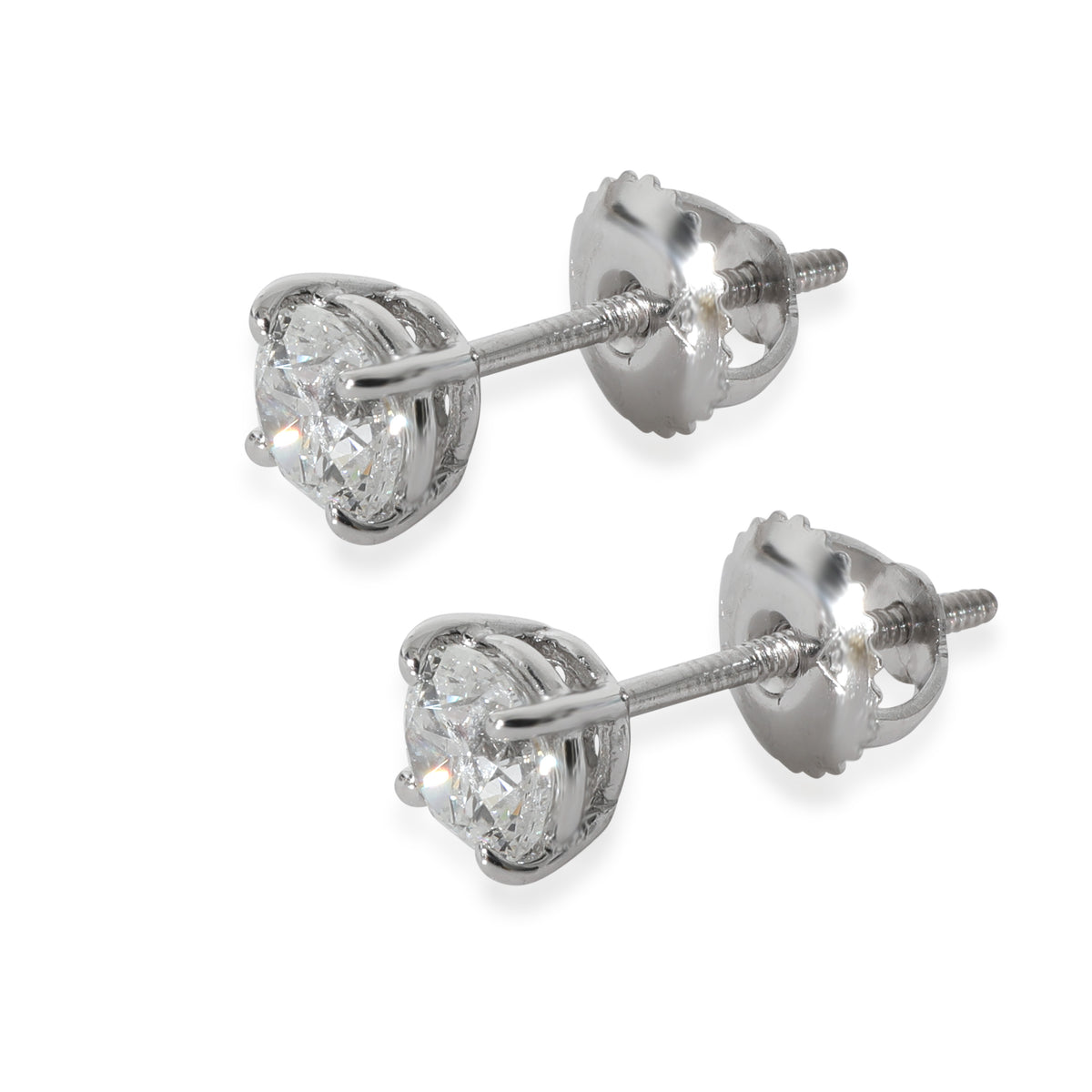 Diamond Stud Earrings in 14k White Gold G-H SI 0.96 CTW