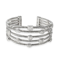 David Yurman Confetti 5 Row Cuff Bangle in  Sterling Silver 0.75 CTW