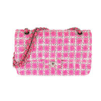 Chanel Pink Tweed Medium Classic Double Flap