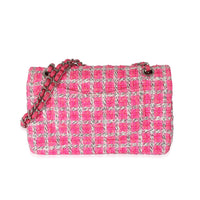 Chanel Pink Tweed Medium Classic Double Flap