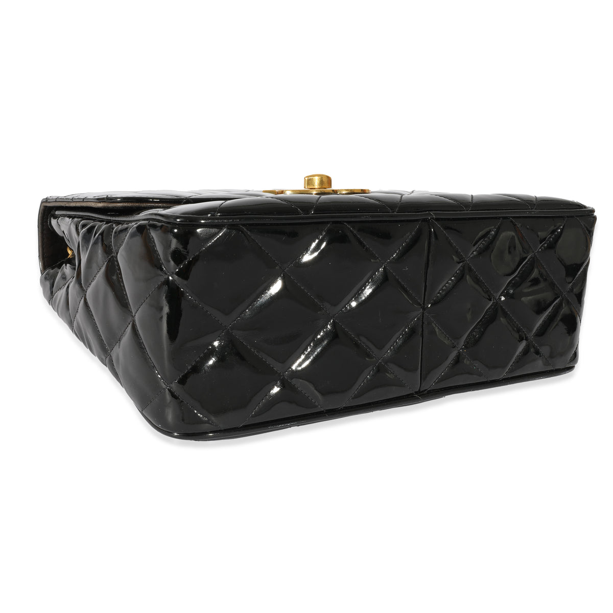 CHANEL Black Patent Leather Vintage Box Shoulder Bag