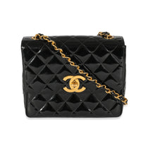 Chanel Black Patent Vintage XL CC Quilted Square Flap Bag