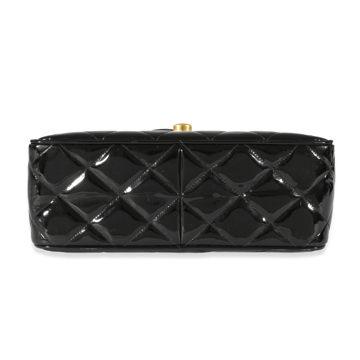 Chanel Black Patent Vintage XL CC Quilted Square Flap Bag