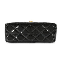 Chanel Black Patent Vintage XL CC Quilted Square Flap Bag