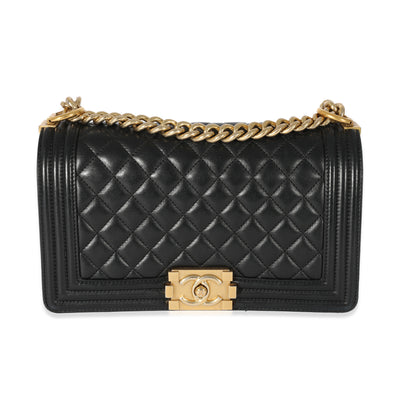 Chanel Black Lambskin Medium Boy Bag