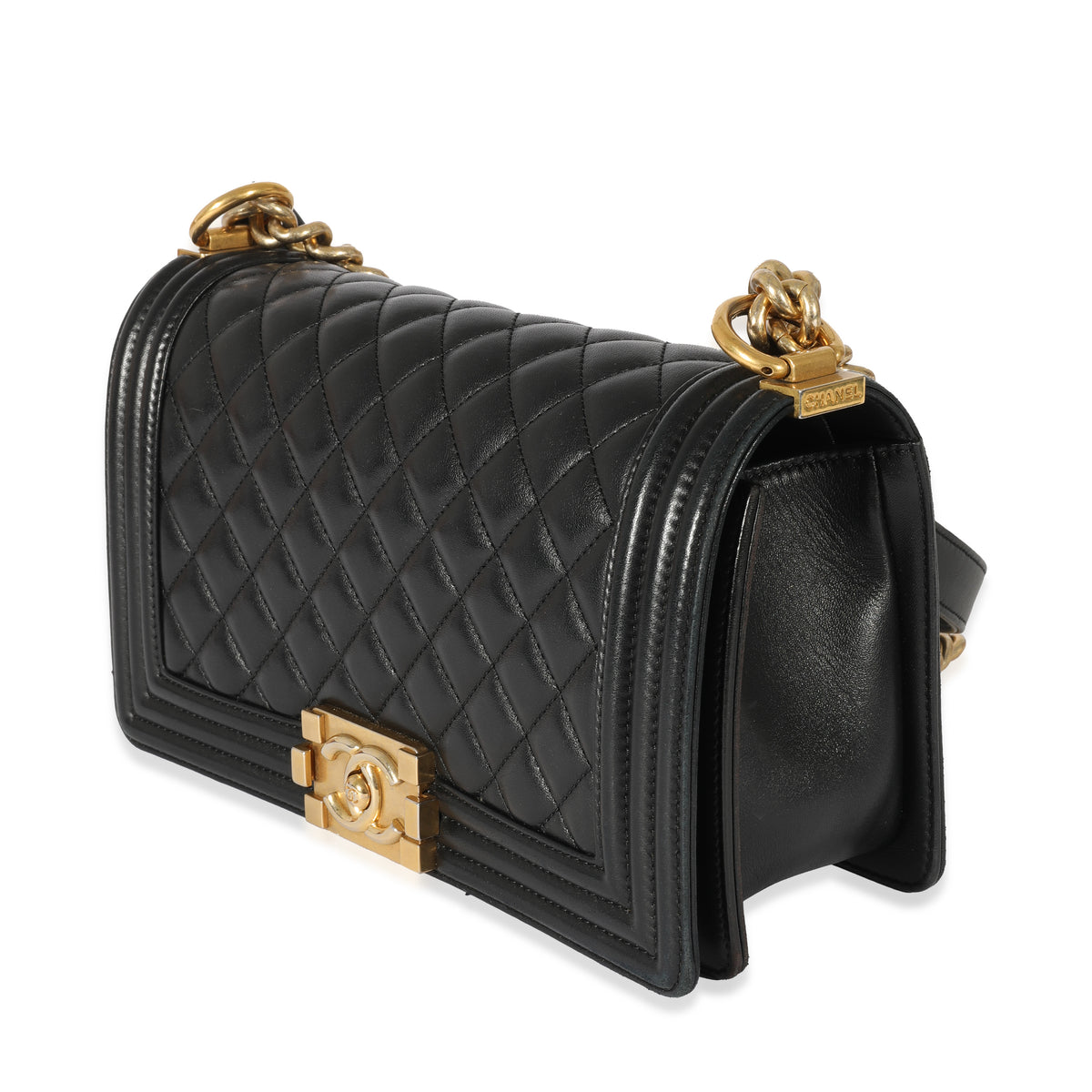 Chanel Black Lambskin Medium Boy Bag