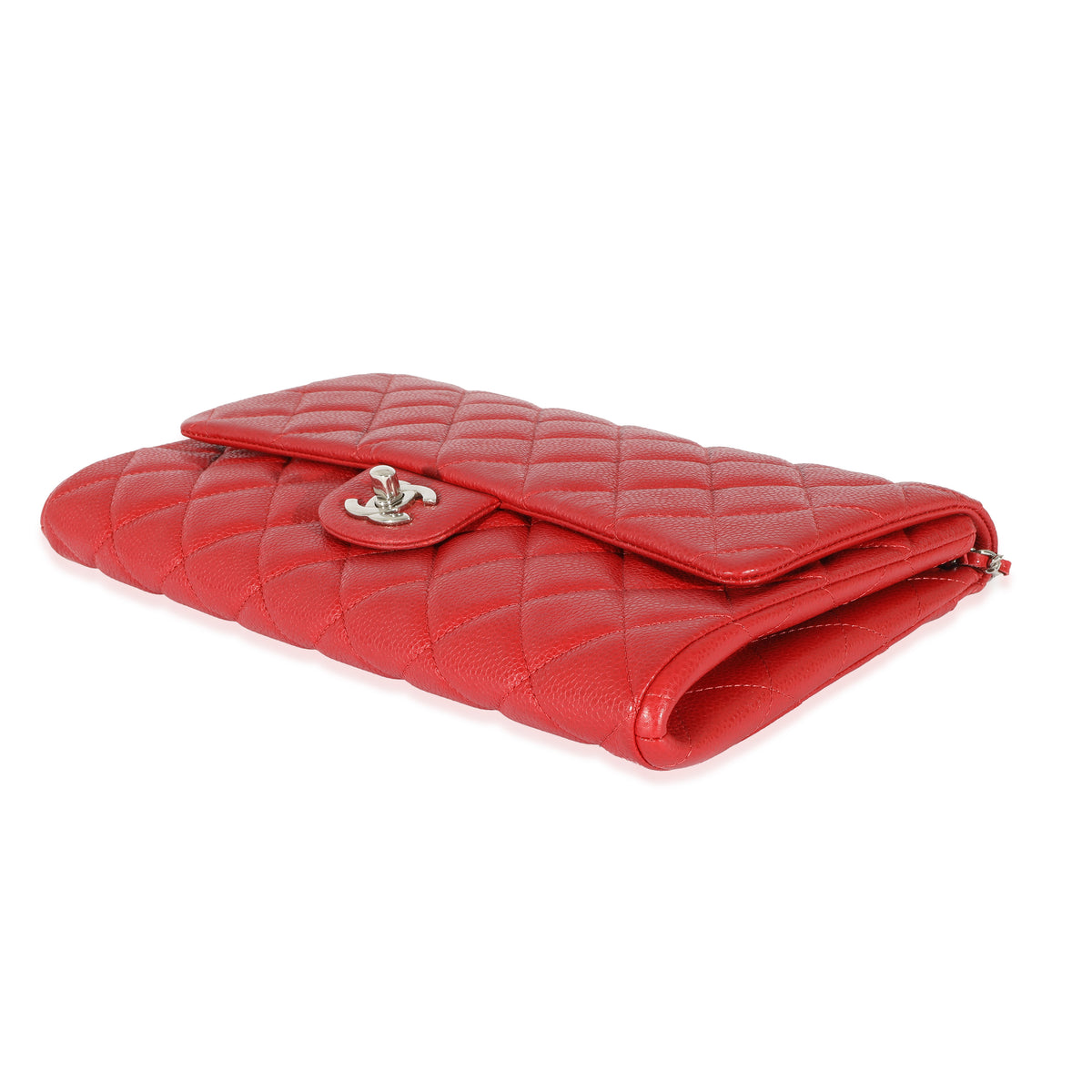 Chanel Red Caviar Chain On Clutch