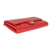 Chanel Red Caviar Chain On Clutch