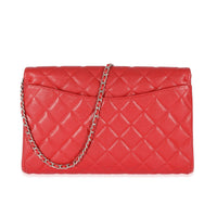 Chanel Red Caviar Chain On Clutch