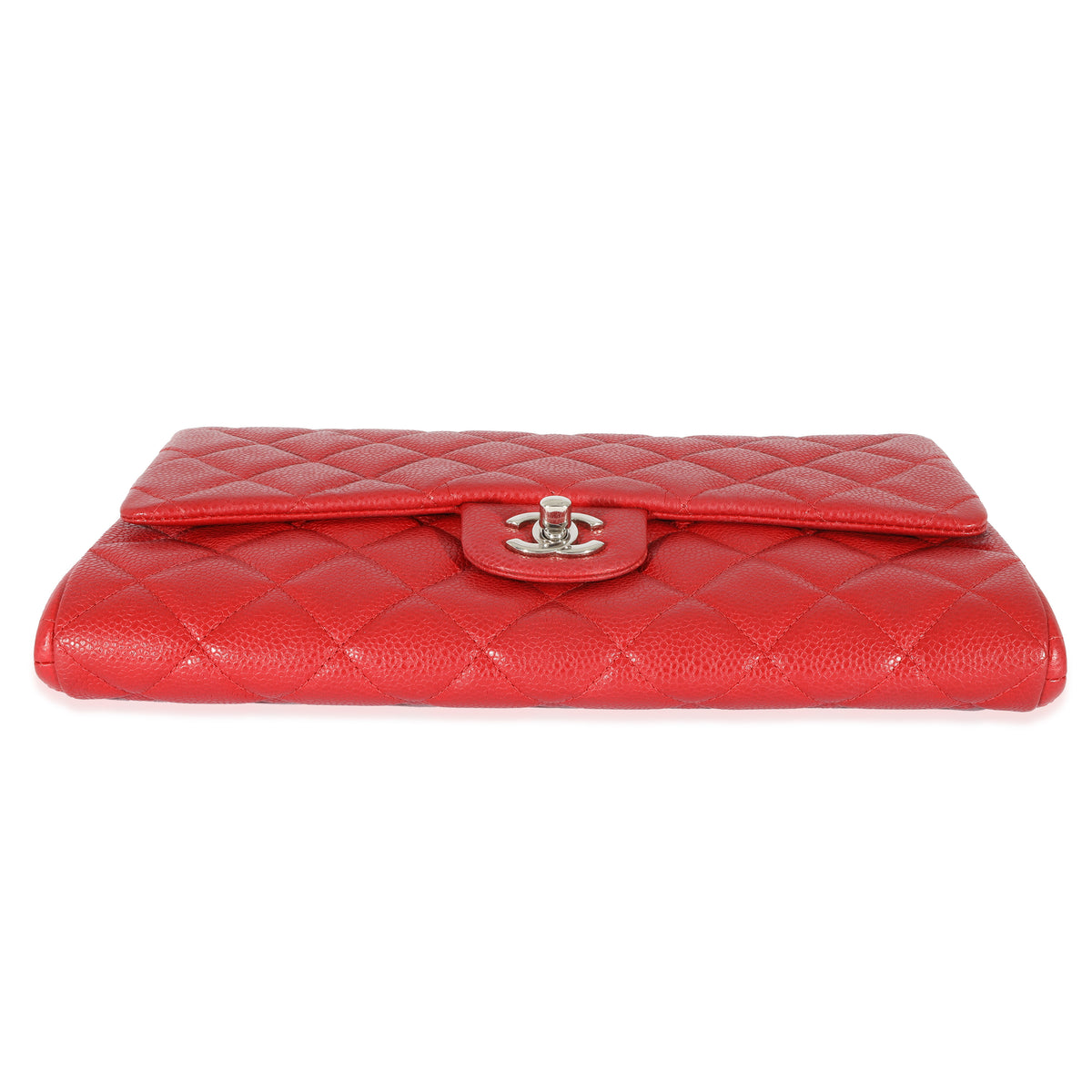 Chanel Red Caviar Chain On Clutch