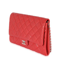 Chanel Red Caviar Chain On Clutch