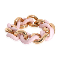 Oliver Michelleto Gourmette Pink Ceramic Bracelet with 18k Rose Gold