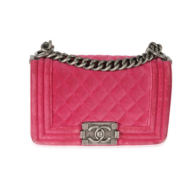 Chanel Pink Velvet Small Boy Bag