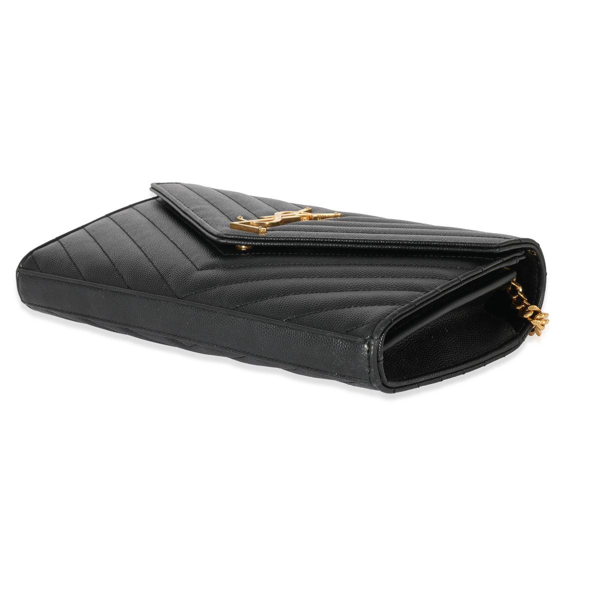 Saint Laurent Black Monogram Quilted Cassandre Chain Wallet