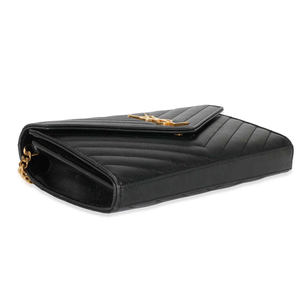 Saint Laurent Black Monogram Quilted Cassandre Chain Wallet