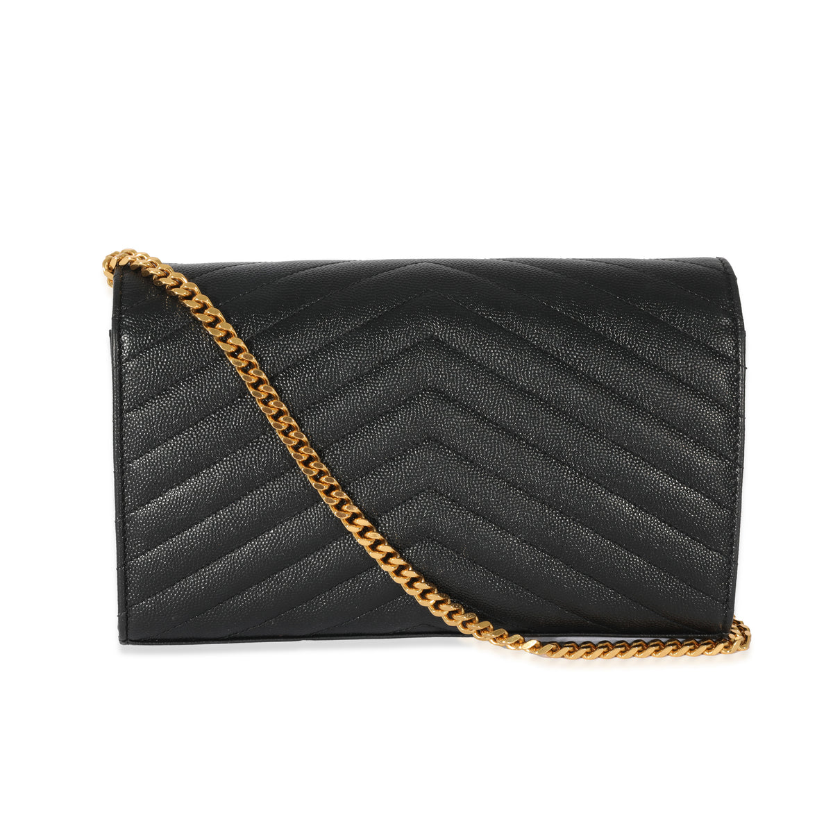 Saint Laurent Black Monogram Quilted Cassandre Chain Wallet