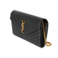 Saint Laurent Black Monogram Quilted Cassandre Chain Wallet