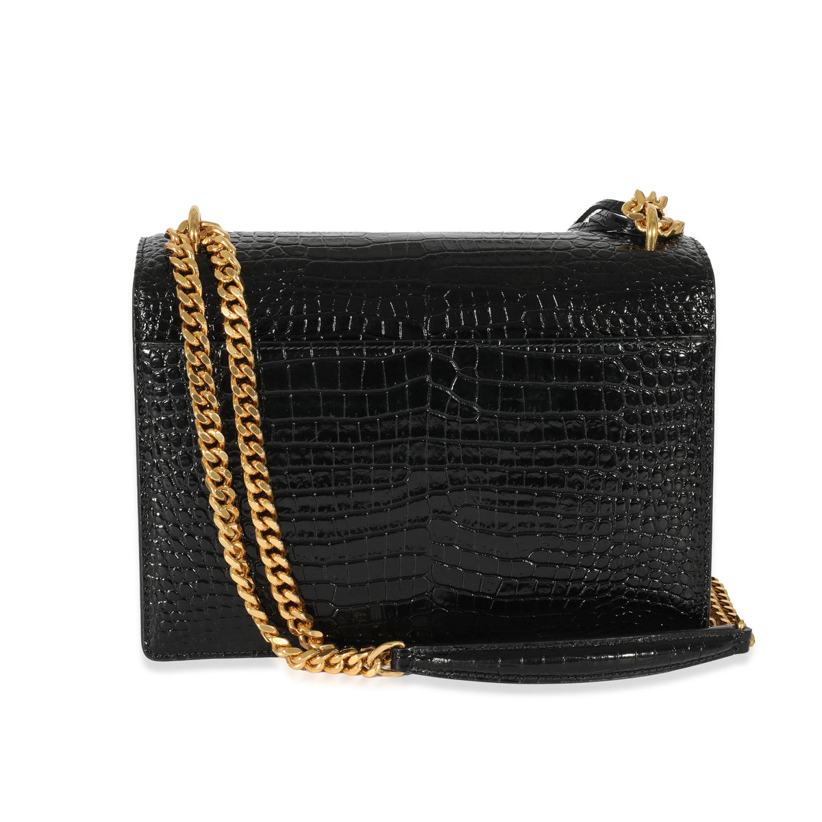 Saint Laurent Crocodile Embossed Black Medium Monogram Sunset